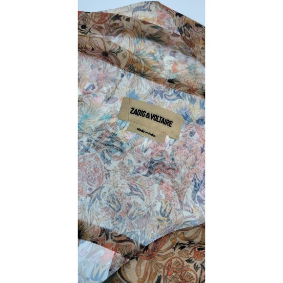 Zadig & Voltaire Rewel Mousseline  Mini Kaleido Floral Beaded Dress S - Picture 14 of 16